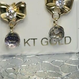 Elegant 14 Gold Drop Earrings